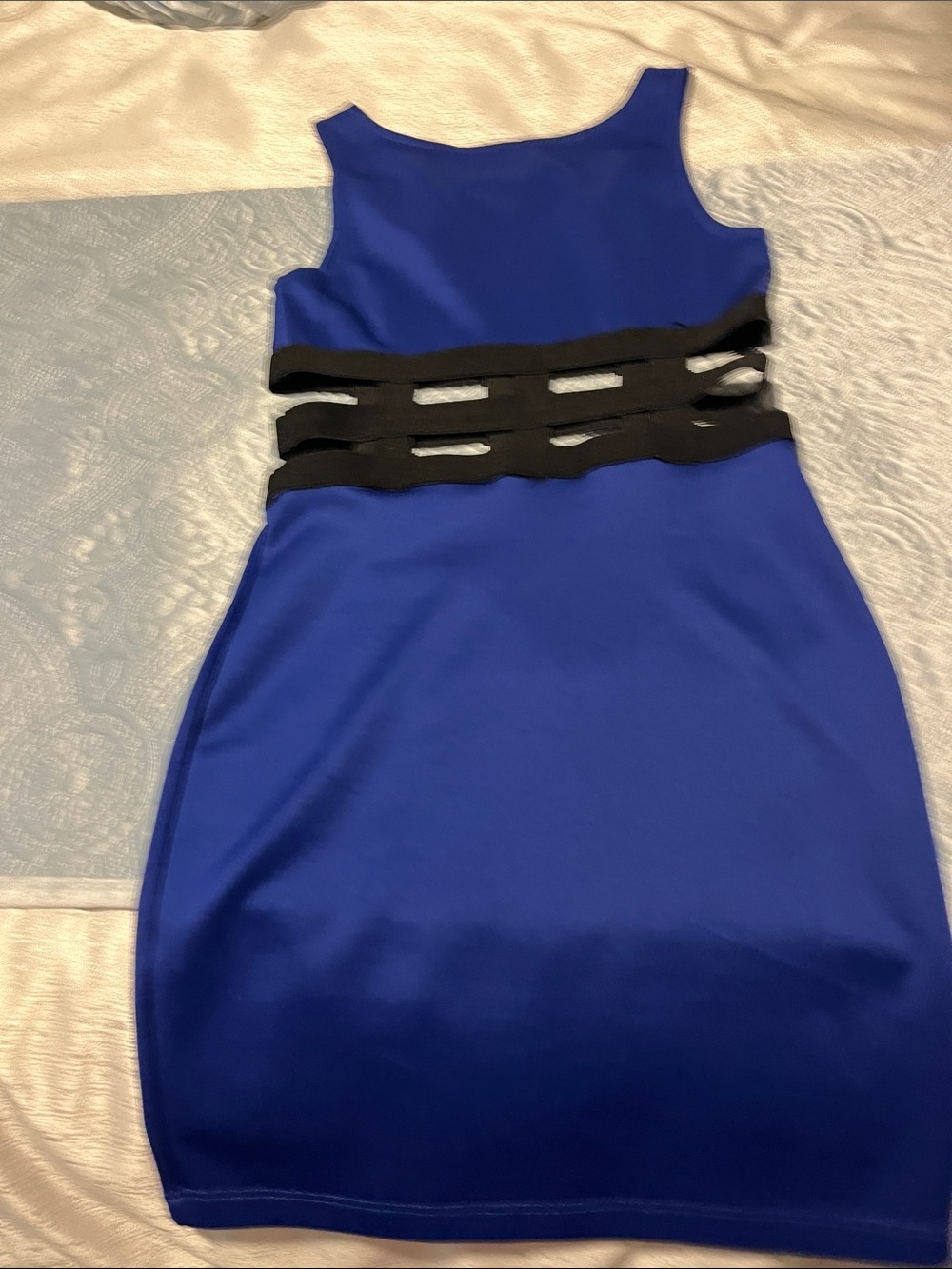 Forever 21 Cobalt Blue Sleeveless Mini Dress with Black Waist Cutouts